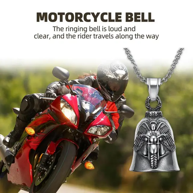 Design creativo metallo Cool stile meccanico moto campana ciondolo collana  angelo ala campana portachiavi moto Guardian Bell - AliExpress