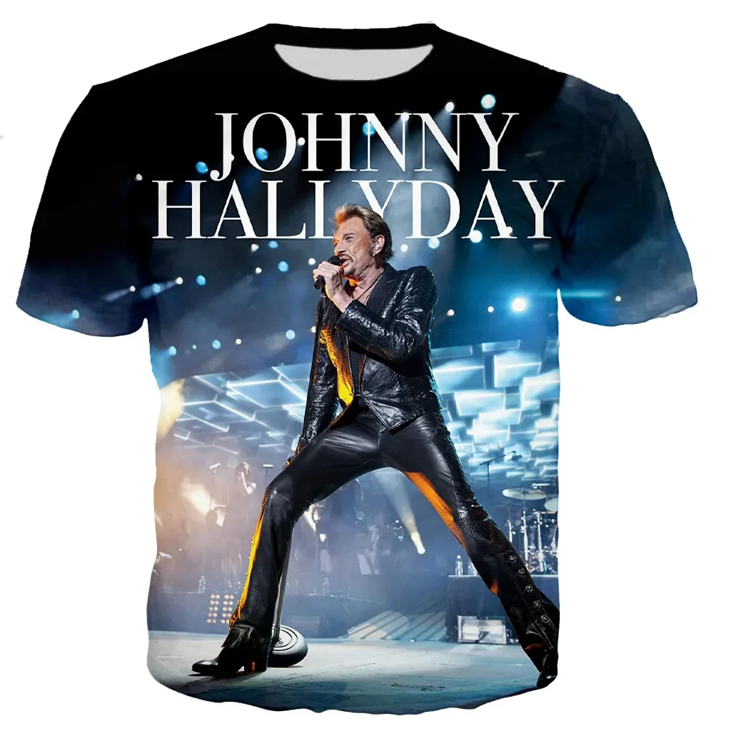 

New Most Popular Pop Singer Johnny Hallyday 3D Printed T-shirt Men Women Rock Casual Streetwear Clothes Hip Hop Harajuku Tops