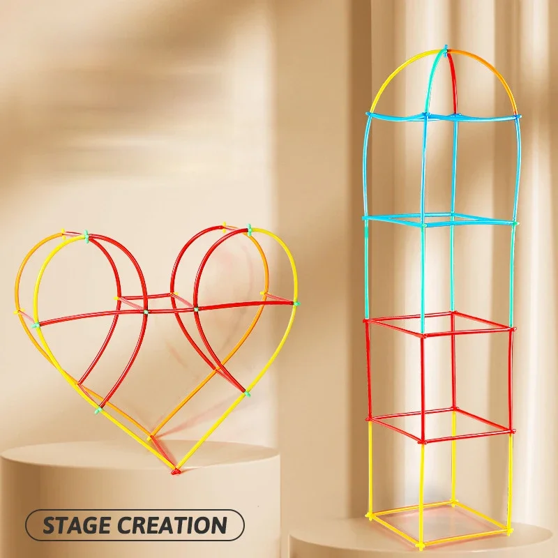 4D Straw Construction Building blocks Toys Kids DIY plastic indoor&outdoor puzzle toys Assembling toys creative birthday gifts