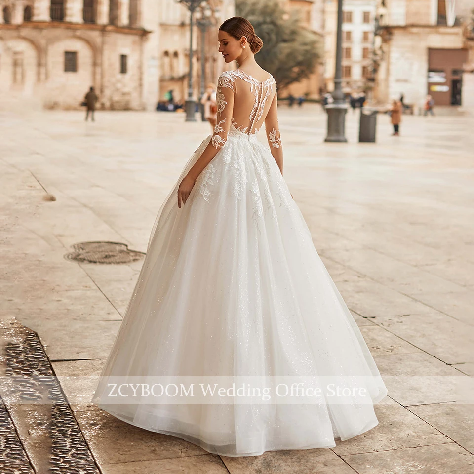 Maßgeschneidertes Elegantes A-Linien Illusions-Brautkleid 2026 Sweetheart Prinzessin Applikationen Bodenlange Brautkleider Vestido De Noiva – Detail 4