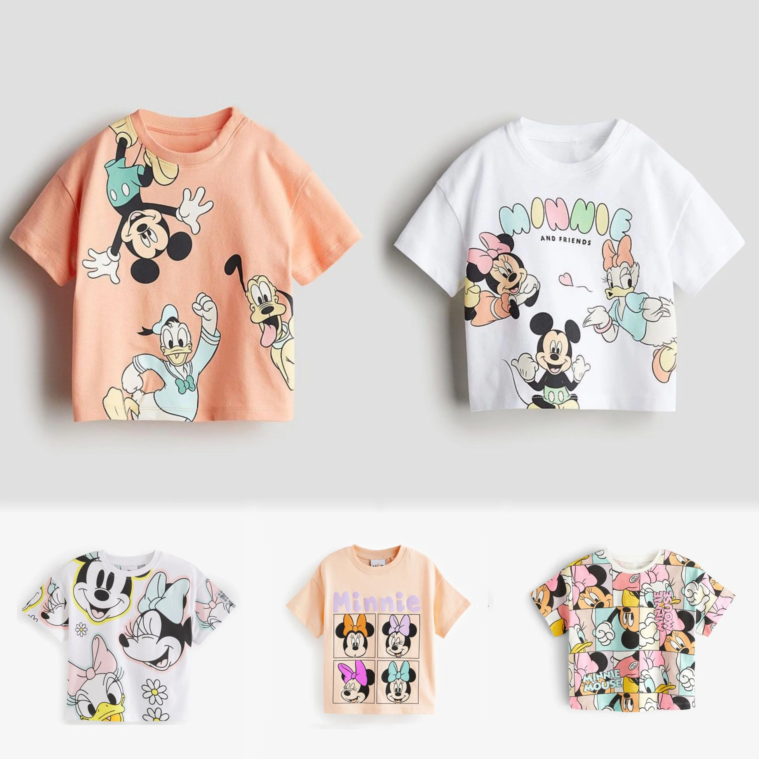 Disney Minnie Girls T-shirt Summer Kids Clothing Loose Fashion Short Sleeve Tops Cartoon T-shirts Children Tees Clothes girls tee shirt girls t shirt t shirt kids t shirt