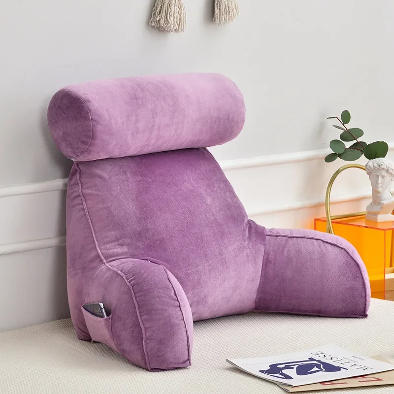 AOOWU Cuscino da Lettura per Letto, Divano per Adulti con Supporto per Braccia e Tasche, Multifunzione Cuscino Lettura con Collo Staccabile, Ideale per Leggere, Giocare o Lavorare, Guardare la TV