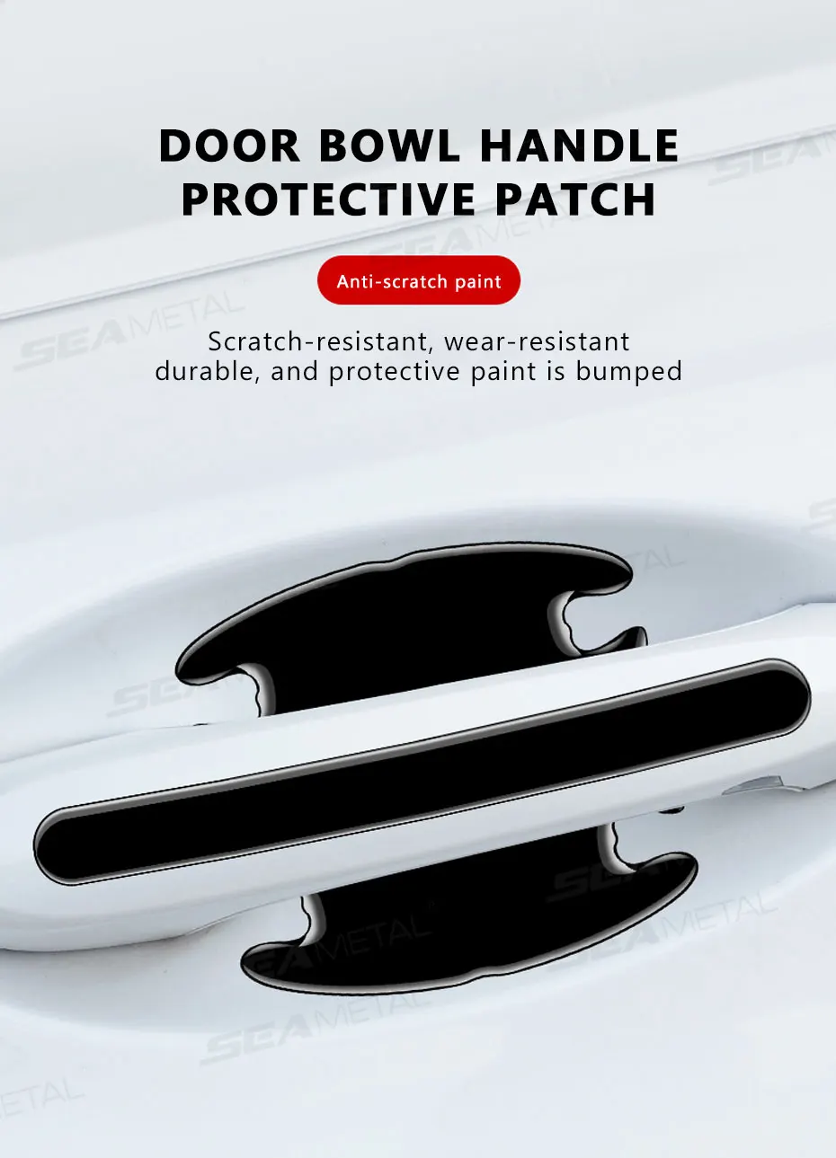 Car Door Handle Protective Sticker Wear Resistant Scratch Resistant Black Protec
