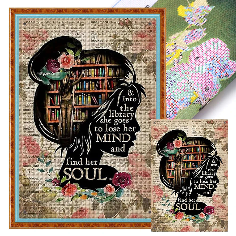 Full Embroidery Eco-cotton Thread 11CT Printed Girl Cross Stitch Kit Art 45x65cm cross stitch kit,cross stitch tools