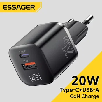 Essager 20W GaN USB Type C Charger PD Fast Charge Phone QC 3.0 Quick Chargers For iPhone 14 13 12 11 Pro Max Mini iPad Charging 1