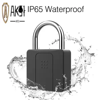 AK51-1 Piece Warehouse Padlock Smart Fingerprint Padlock Waterproof APP Remote Unlock USB Charging Interface Burglar Lock 1