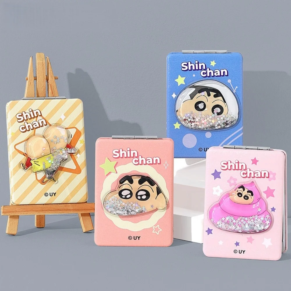 Crayon Shin-chan Double-Sided Folding Mirror - Cute Cartoon Portable Makeup Accessory