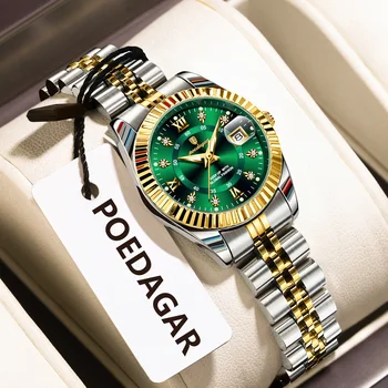 POEDAGAR Top Luxury Ladies Wristwatch Waterproof Luminous Date Casual Women Watch Stainless Steel Quartz Fashion Women's Watches
