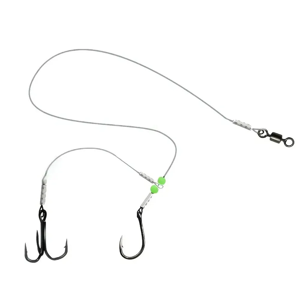 Live Bait Double-Hook Fishing Rig with Stainless Steel Line - Heavy-Duty  Anti-Tangle Design, Luminous Beads & 2 Hook System, Ult - AliExpress 18