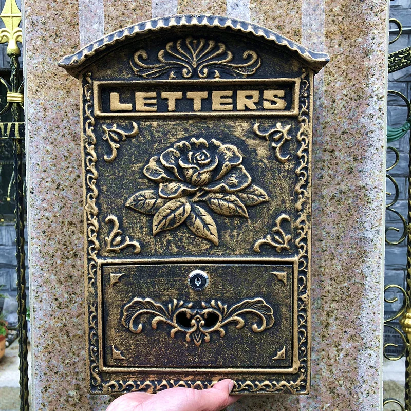 

Free shipping Outdoor Mail European Style Aluminum Crafts Hanging Bronze-coloured Decorative Mailbox