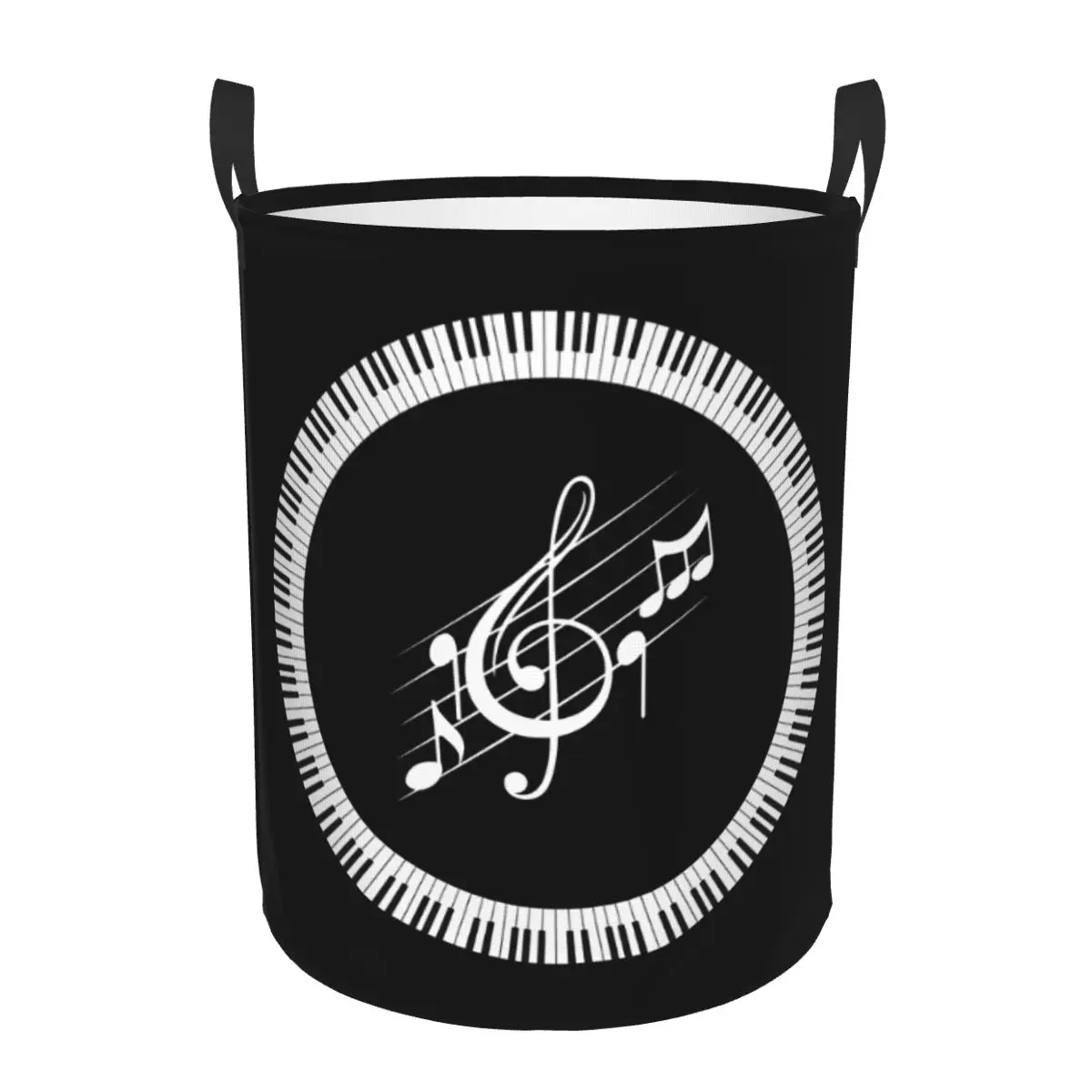 Piano Keyboard Musical Notes Laundry Basket Collapsible Large Clothes Storage Bin Baby Hamper