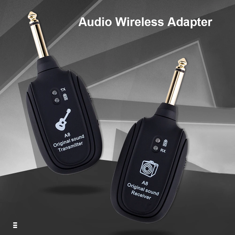 

A8 UHF Guitar Wireless System Transmitter Receiver Built-In Rechargeable Battery Wireless Guitar Transmitter for Electric Guitar