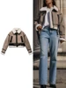 TRAF Women's New Lamb Fur Faux Fur Coat Y2K Flip Lapel Fleece Thickened Warm Short Jacket Winter Fashion Retro Women's Jacket 1