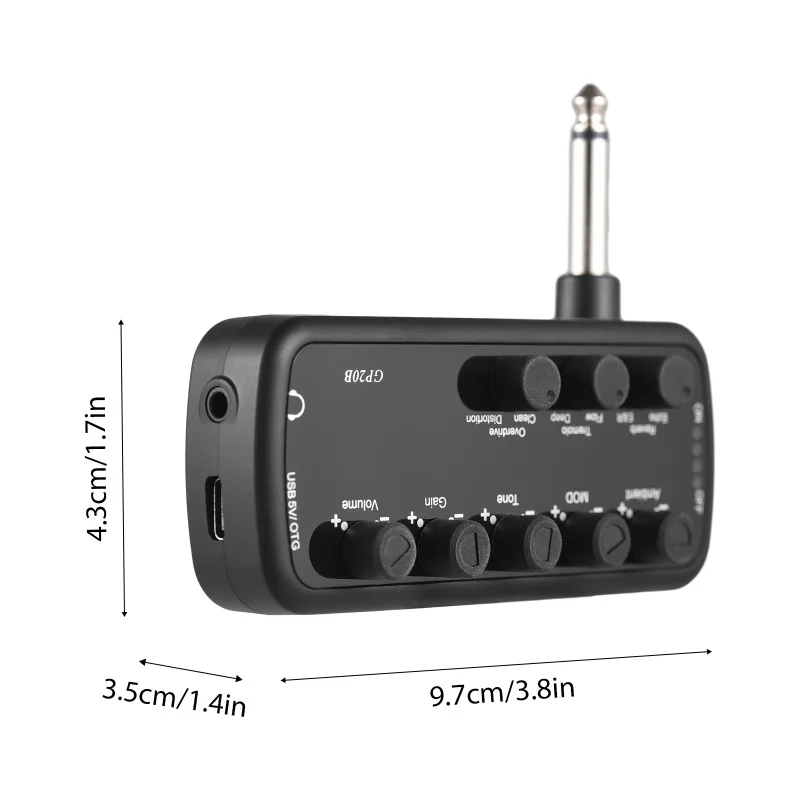 Guitar Amplifier Portable Headphone Mini Amp Plug and Play for Electric Guitar Musical Instrument OTG Internal Recording