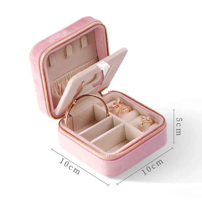 Mini Jewelry Case Velvet Bracelet Necklace Ring Eaarings Jewelry Case Boxes Portable Travel Storage Custom Logo Organizer Boxes