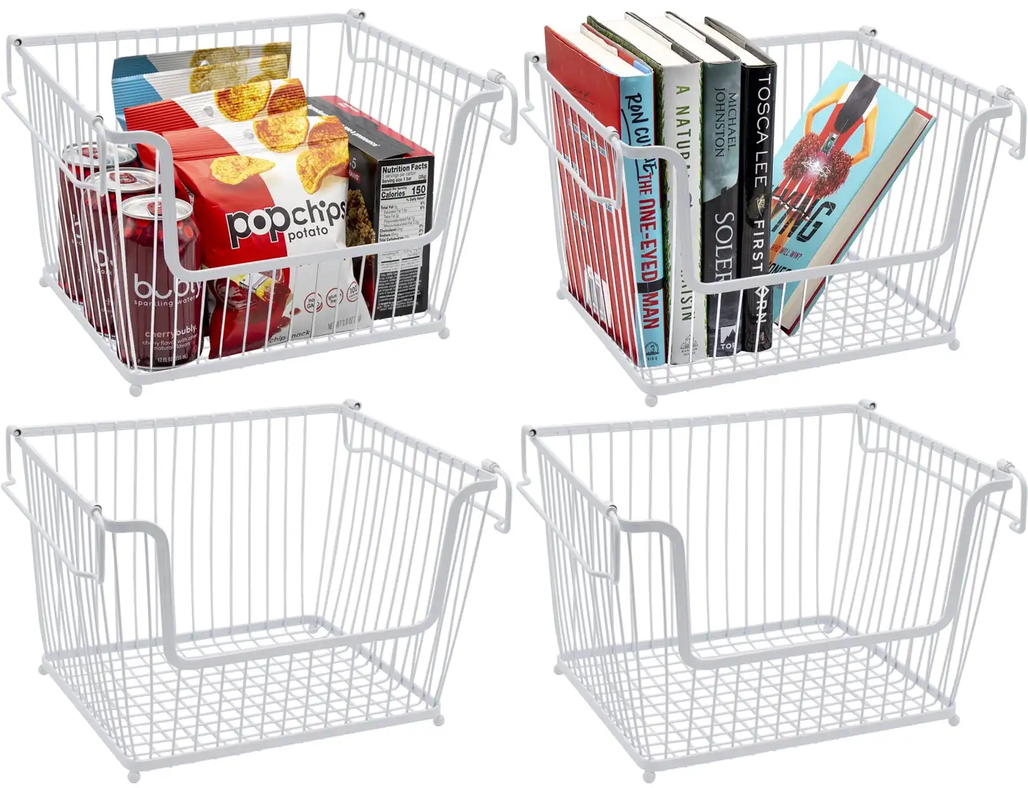 

Sorbus Farmhouse Scoop Storage Bin Wire Baskets with Handles, Stackable Basket Set Organizers for Home, Kitchen Pantr