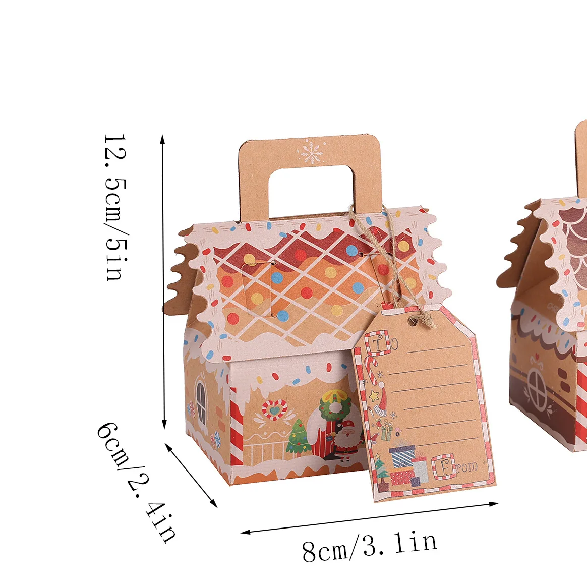 Description Picture 2 of item20/1Pcs Christmas House Shape Candy Box Gift Bags DIY Cookie Candy Packaging Boxes Home Party Decoration Christmas Tree Pendants