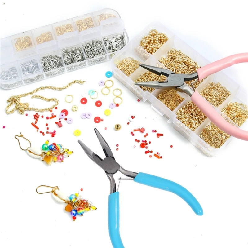 바늘 코 펜치, 둥근 코 펜치 및 보석 만들기/수리를위한 와이어 커터와 펜치 도구를 만드는 3Pcs 쥬얼리