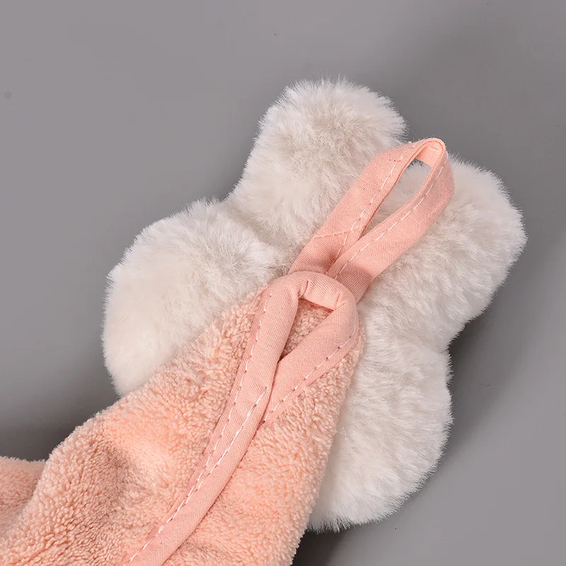 Cartoon Rabbit Wipe Hand Towel Soft Thicken Coral Fleece Super Absorbent Quick Dry Children Terry Towels For Kitchen Bathroom hand towel