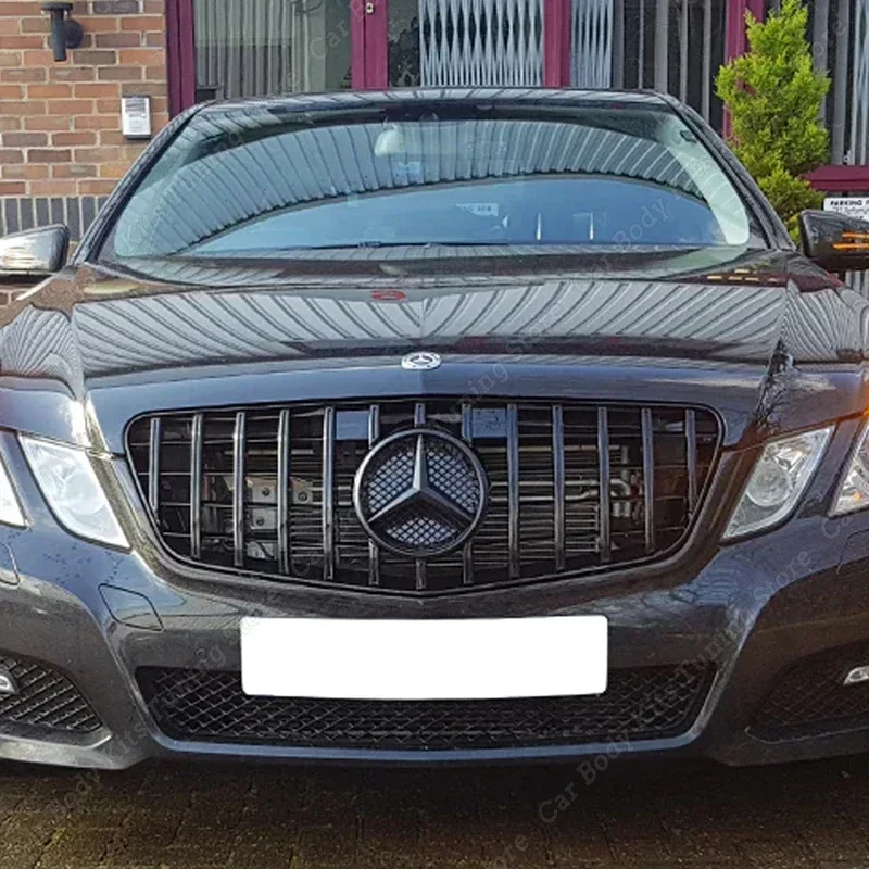 광택 블랙 자동차 전면 그릴 후드 범퍼 그릴 커버 메르세데스 벤츠 W212 E200 E350 E550 Pre Facelift GTR 2010 2011 2012 2013