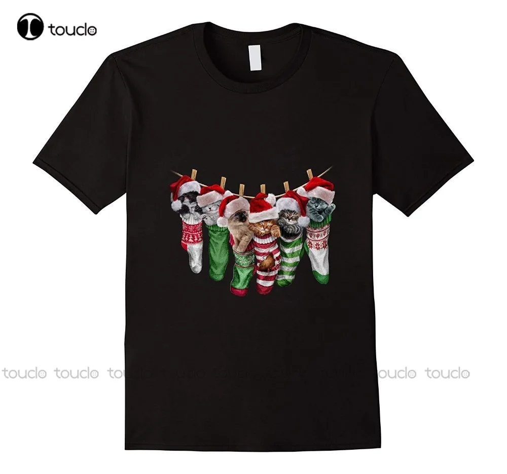 

New Mens T-Shirt T-Shirt Cute Sleepy Santa Kittens In Christmas Socks Cat Hip Hop Street T-Shirt Unisex Fashion Tshirt Summer