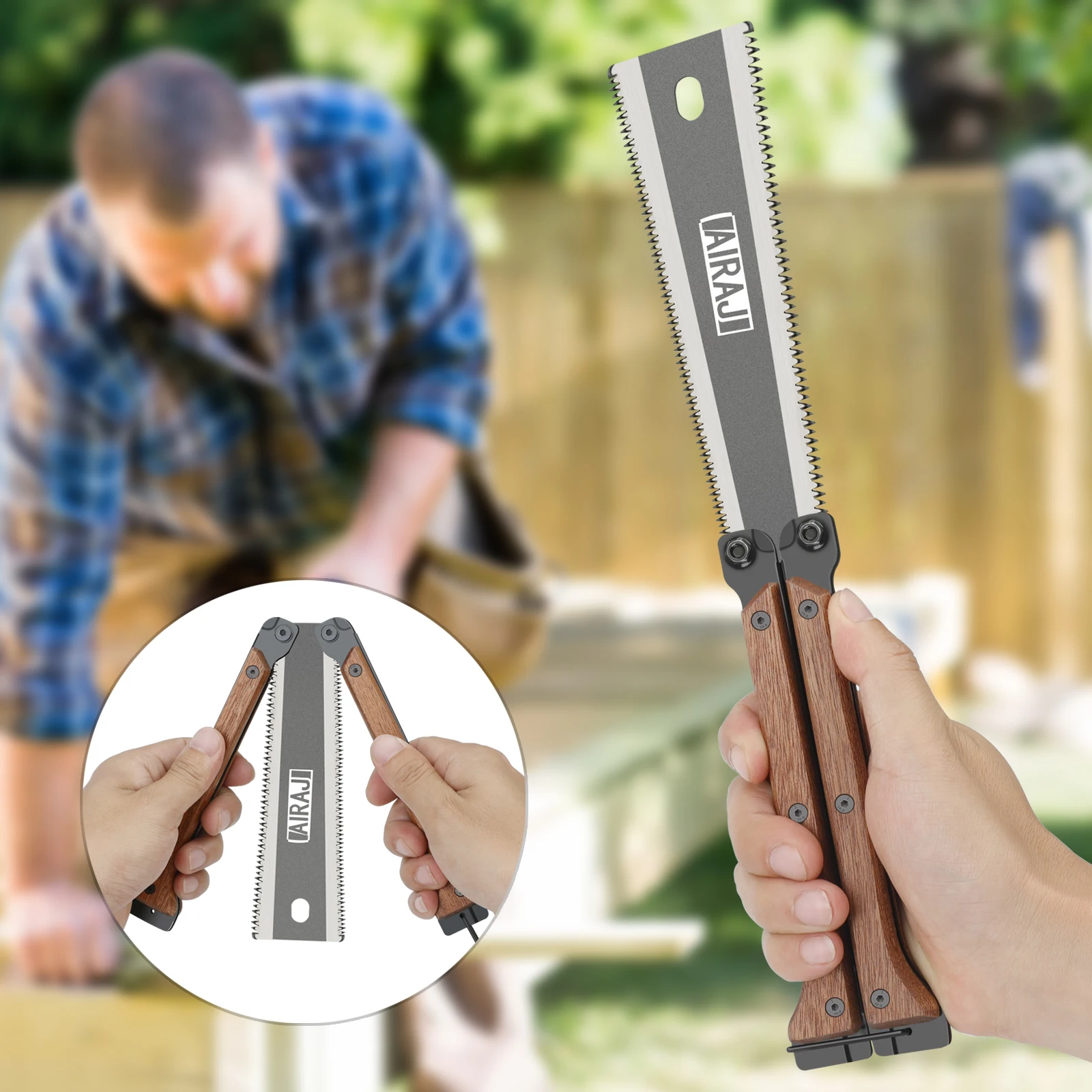 AIRAJ 12 Inch Wooden Folding Saw SK5 Steel Labor-Saving Wear-Resistant Durable Foldable Portable Manual Tool 5