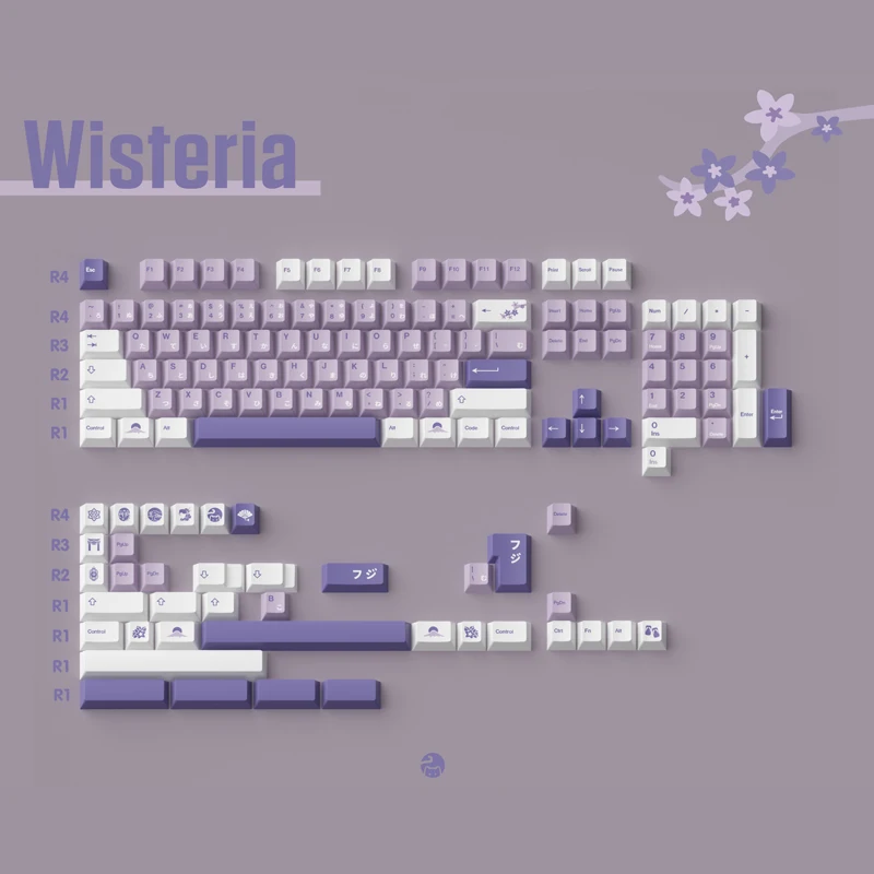 Teclas Gmk Wisteria Perfil Cereja Pbt Lados Sublimação de Tintura Interruptor mx Teclado Mecânico com Iso Enter 143 Teclas