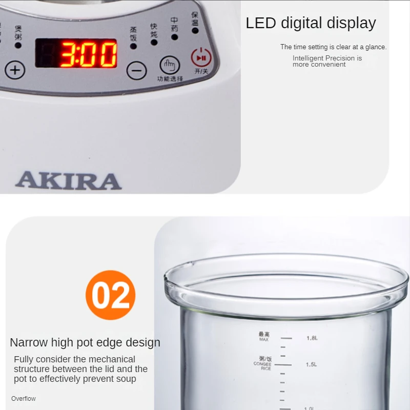 Electric stew pot soup cooking porridge artifact health slow cooker household small automatic glass non-ceramic