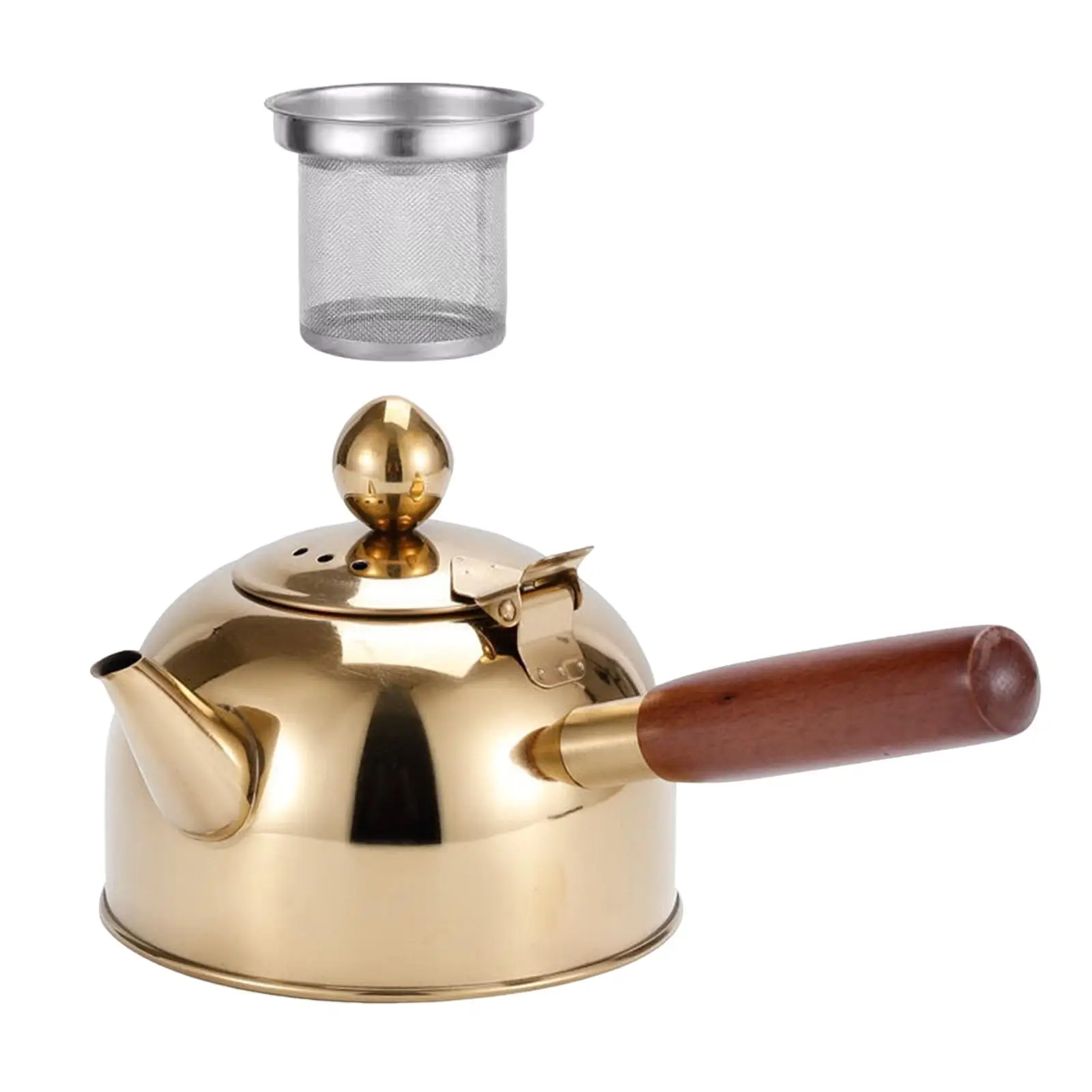 Portable Tea Kettle with Wood Handle Teapots Pot Jug Large Capacity Flat Bottom for Picnic Household Restaurant Kitchen Stovetop Portable Tea Kettle with Wood Handle Teapots Pot Jug Large Capacity Flat Bottom for Picnic Household Restaurant Kitchen Stovetop