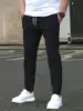 Men's Solid Color Drawstring Waist Pants Regular Fit Casual Comfy Trousers for Spring & Fall Men's Bottoms for Daily Wear