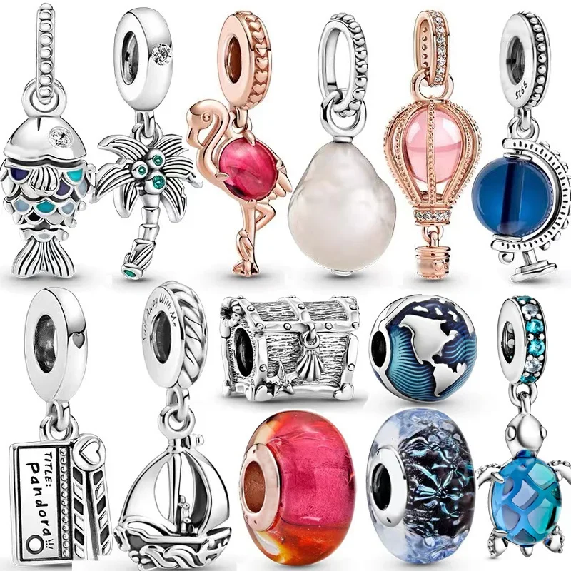

NEW Ocean Series 925 Sterling Silver Jewelry Blue Scale Fish Charm Pendant Bead Fit Original Bracelet Women Gift DIY