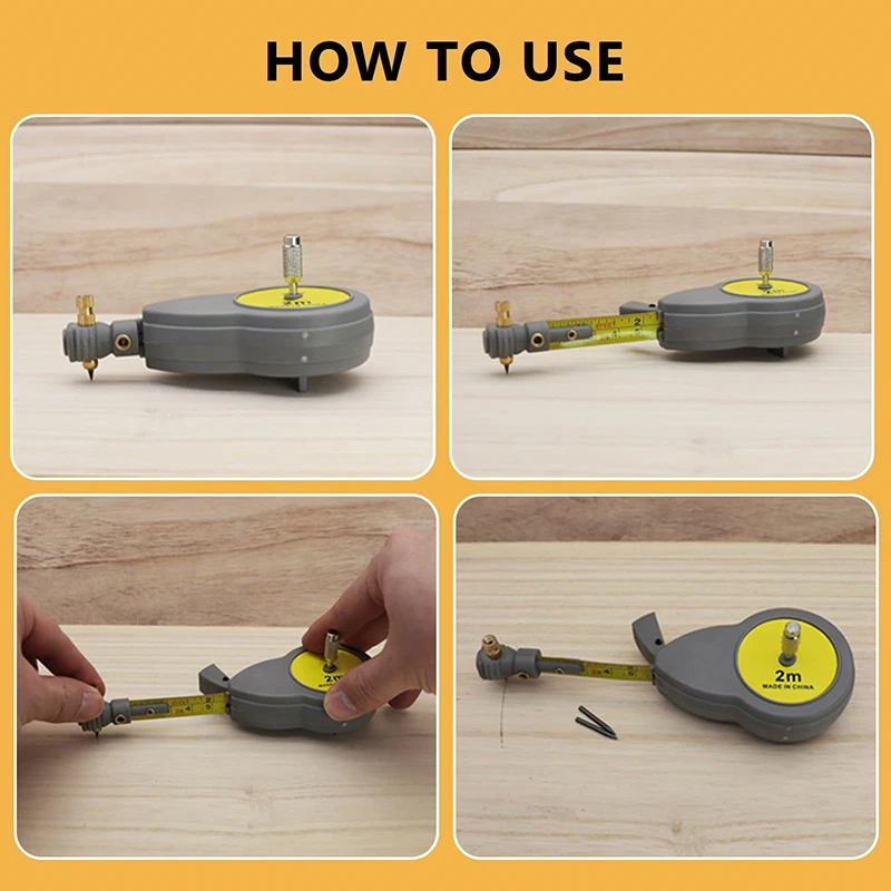 Professional 2M Rotape Compass Tape Measure with 10 Pencil Leads and Versatile Fixable Button