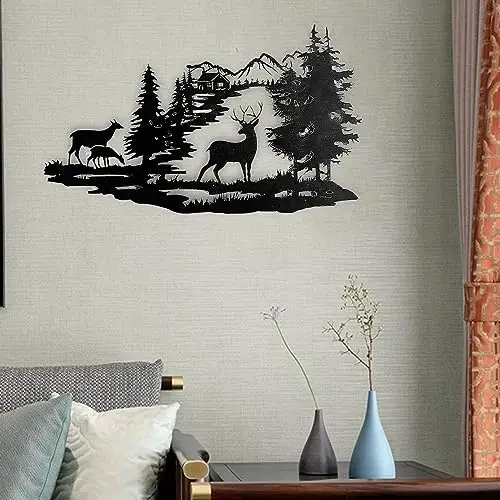 

metal iron Explosions Selling Metal Crafts Wall Decoration Wrought Iron Home Decoration Deer Forest Modern Minimalist Decoration