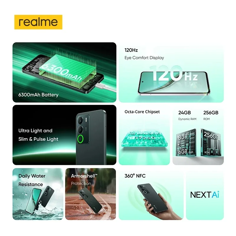 realme P3 Lite スマートフォン 6300mAhバッテリー 15W SUPERVOOC充電