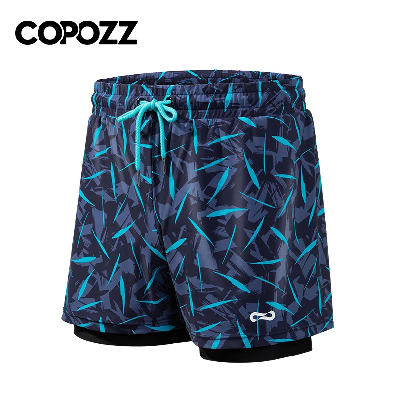 COPOZZ Men's 2 in 1 Swimming Trunks Shorts with Compression Quick Dry Swiming Beachwear Double Layer Running Beach Shorts swim trunks