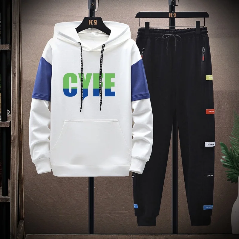 

New Tracksuits Men's Casual Long Sleeve Two Piece Sets Hoodies+Pants 2023 Spring Autumn Sportswear Hooded Sweatshirts And Jogger