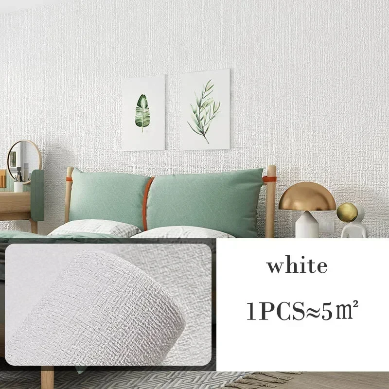 10 מטר טפט עצמי דביק בעובי 3D מבד פשתן פשוט דיאטום מוד מדבקות קיר צבע קישוט שיפוץ אנטי-התנגשות עיצוב בית