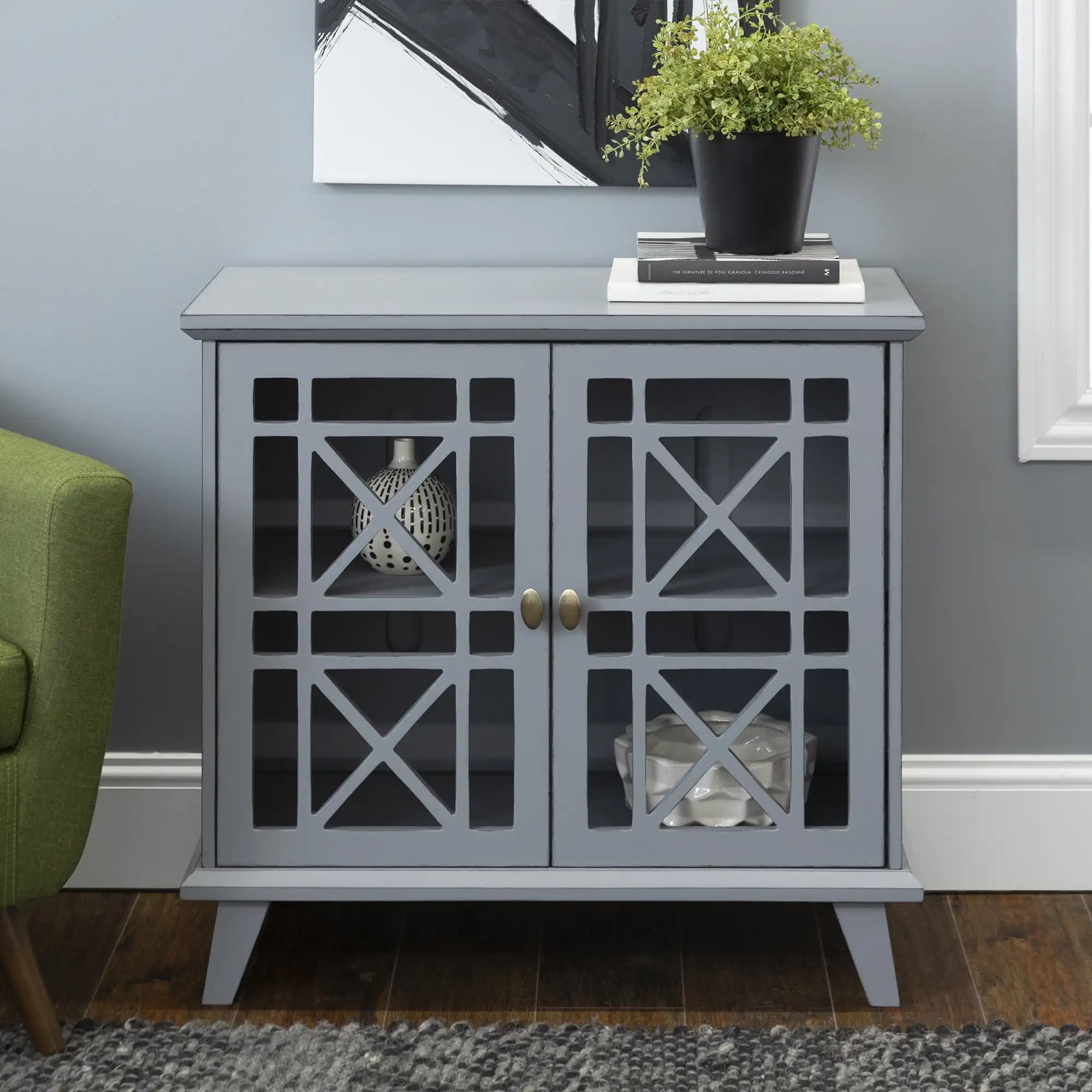 

Contemporary 2-Door Grey Accent Cabinet