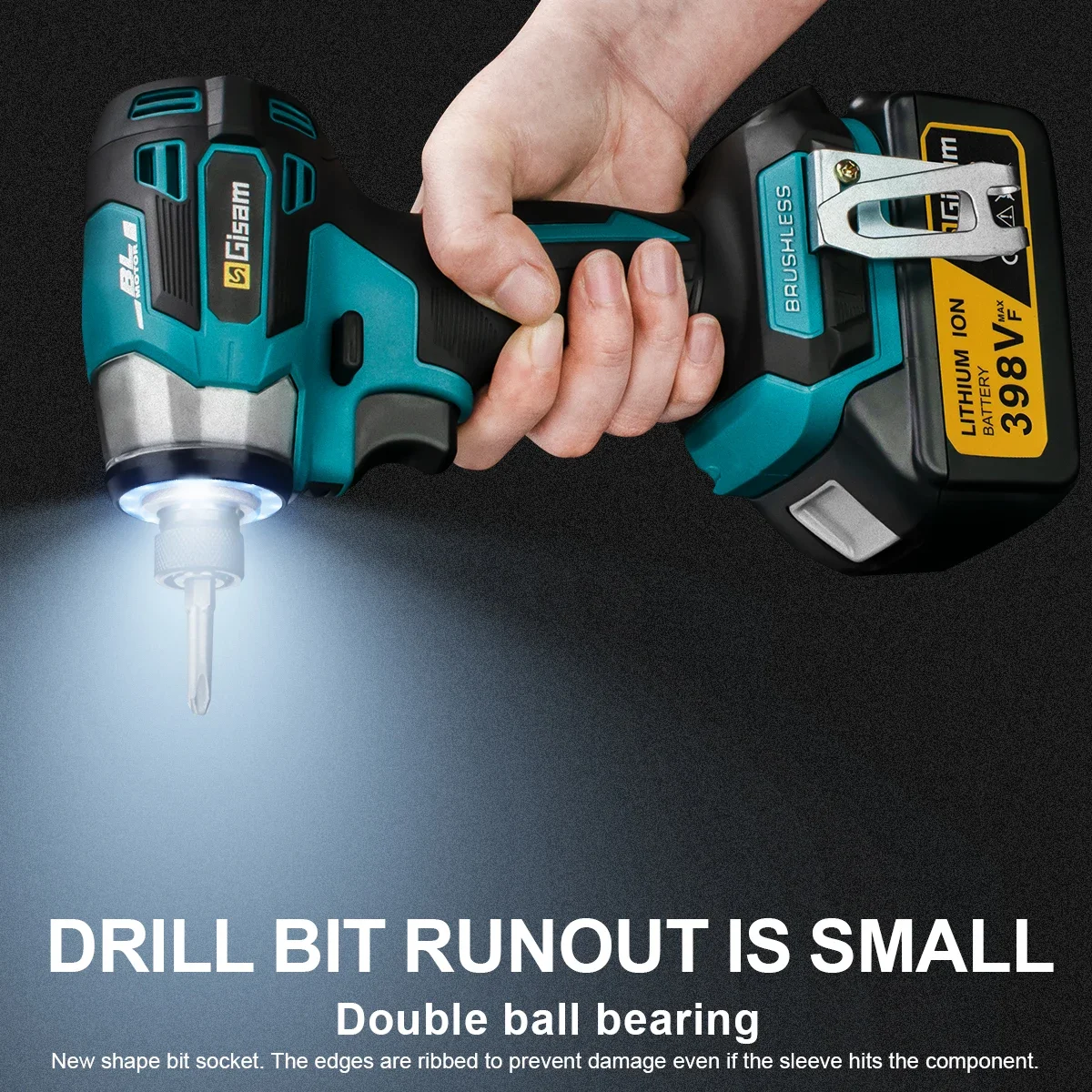 688N.m 8-Speed 1/4'' Brushless Electric Screwdriver Cordless Screwdriver Electric Drill Impact Driver Kit for Makita 18V Battery 4
