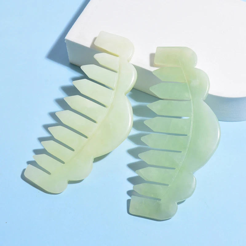 

1pc Natural Jade Stone Gua Sha Comb Scalp Massager Head Massage Hair Comb