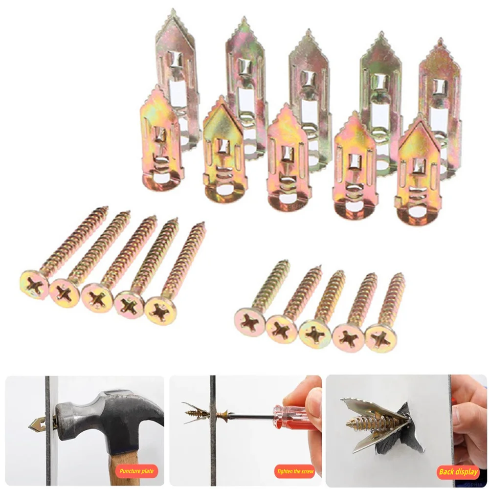 New 20pc Convenient Self Drilling Drywall Anchors With Screws Expansion