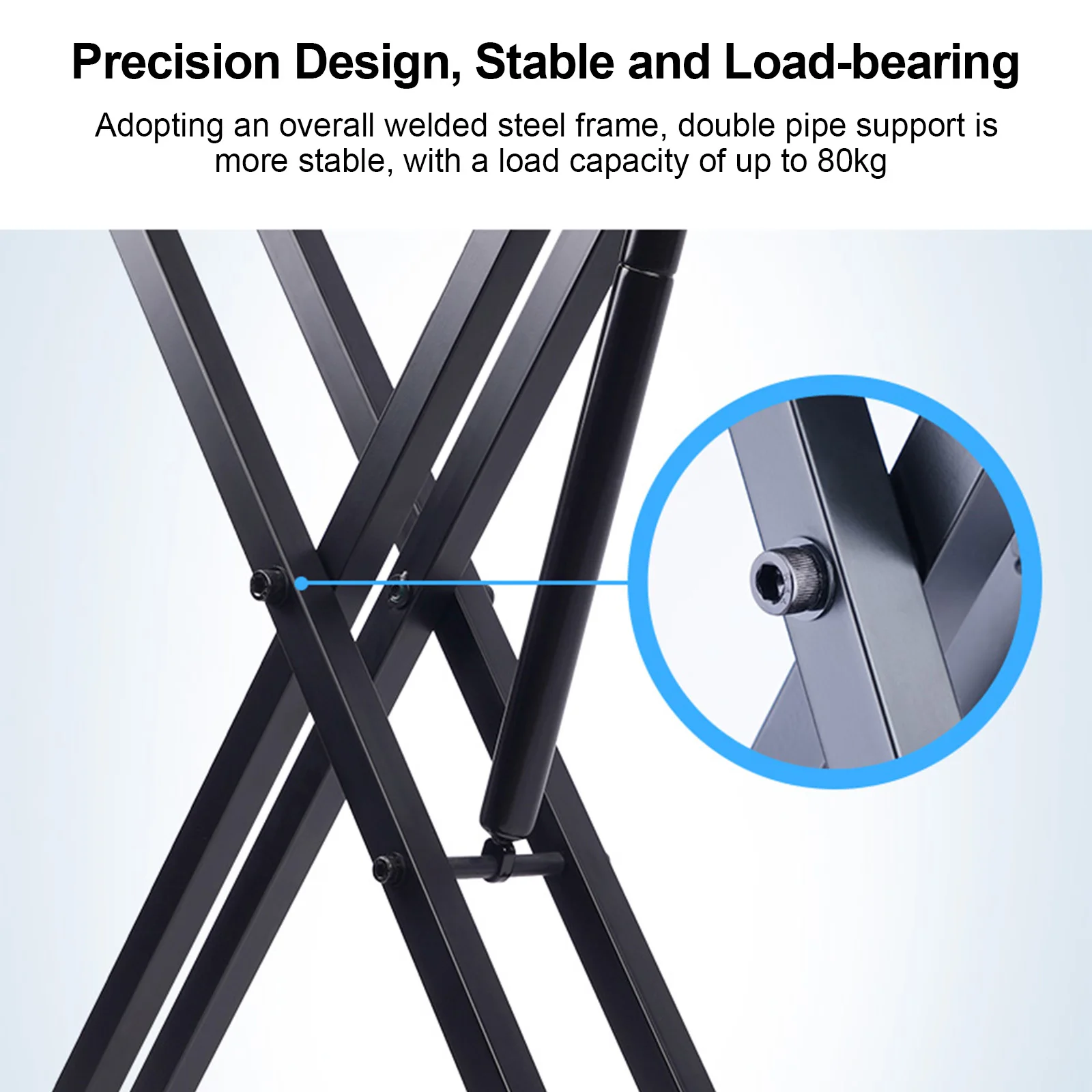Set Supporto Per Tastiera Con Sgabello Nero - 13