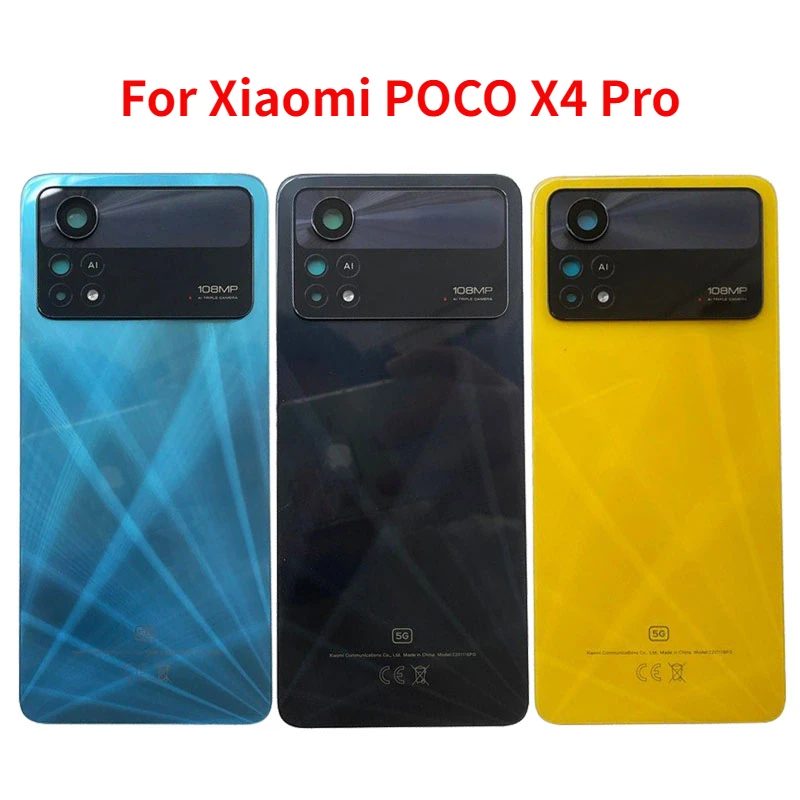 

Original For Xiaomi POCO X4 Pro 5G Back Glass Battery Cover Rear Housing Door Case Panel With Camera Lens Replacement