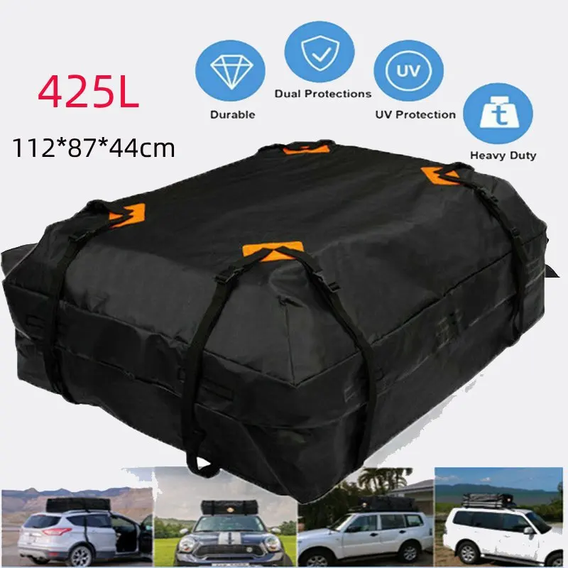 Waterproofs Cargo Roof Bag Rooftop 425L Large Capacity Luggage Box For SUV Car Top Carrier Black Storage Travel