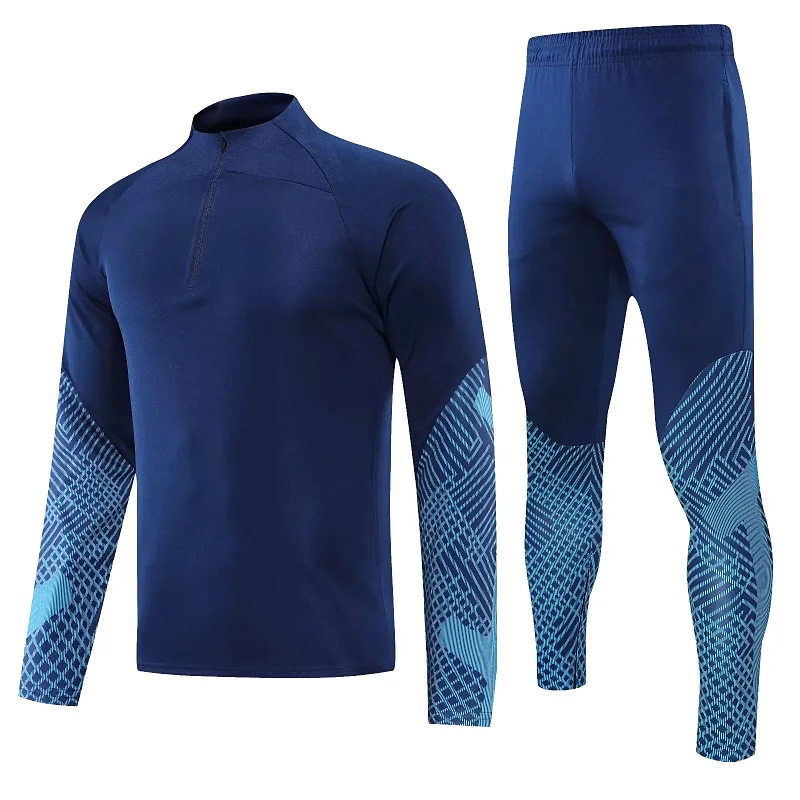 Men's Sports Set Children Football Training Tracksuit Long Sleeve Jerseys Zipper Tops And Pants 23-24 Gym Jogging Soccer Uniform