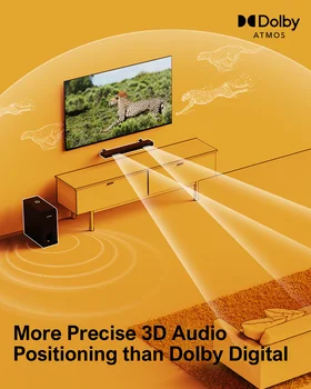 ULTIMEA 190W 2.1 Soundbar with Dolby Atmos,3D Surround Sound System with Subwoofer for TV,Home Theater Bluetooth Speakers 3