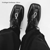 Vintage Double Platform Men's Derby Shoes Front Zipper Design Square Toe Casual Shoes British Style Height Increasing Male Shoes 4