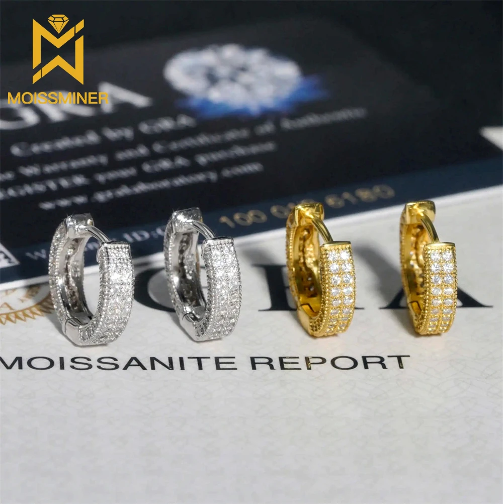 Moissminer Moissanite 귀걸이 여성용 VVS 다이아몬드 패스 다이아몬드 테스터 S 귀 스터드 GRA가있는 힙합 쥬얼리