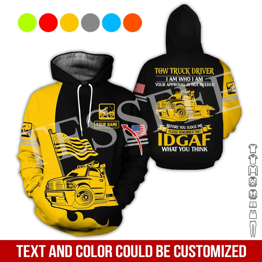 Nome Personalizzato Cosplay Tow Truck Driver Trucker Worker Retro Tuta 3Dprint Harajuku Casual Pullover Jacket Felpe Vintage X21