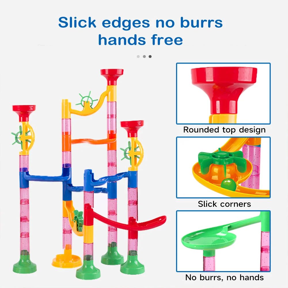 Marble Run Race Track Building Blocks Kids 3D Maze Ball Roll Toy DIY Marble Run Race Coaster Set 50/105/109/133pc Christmas Gift